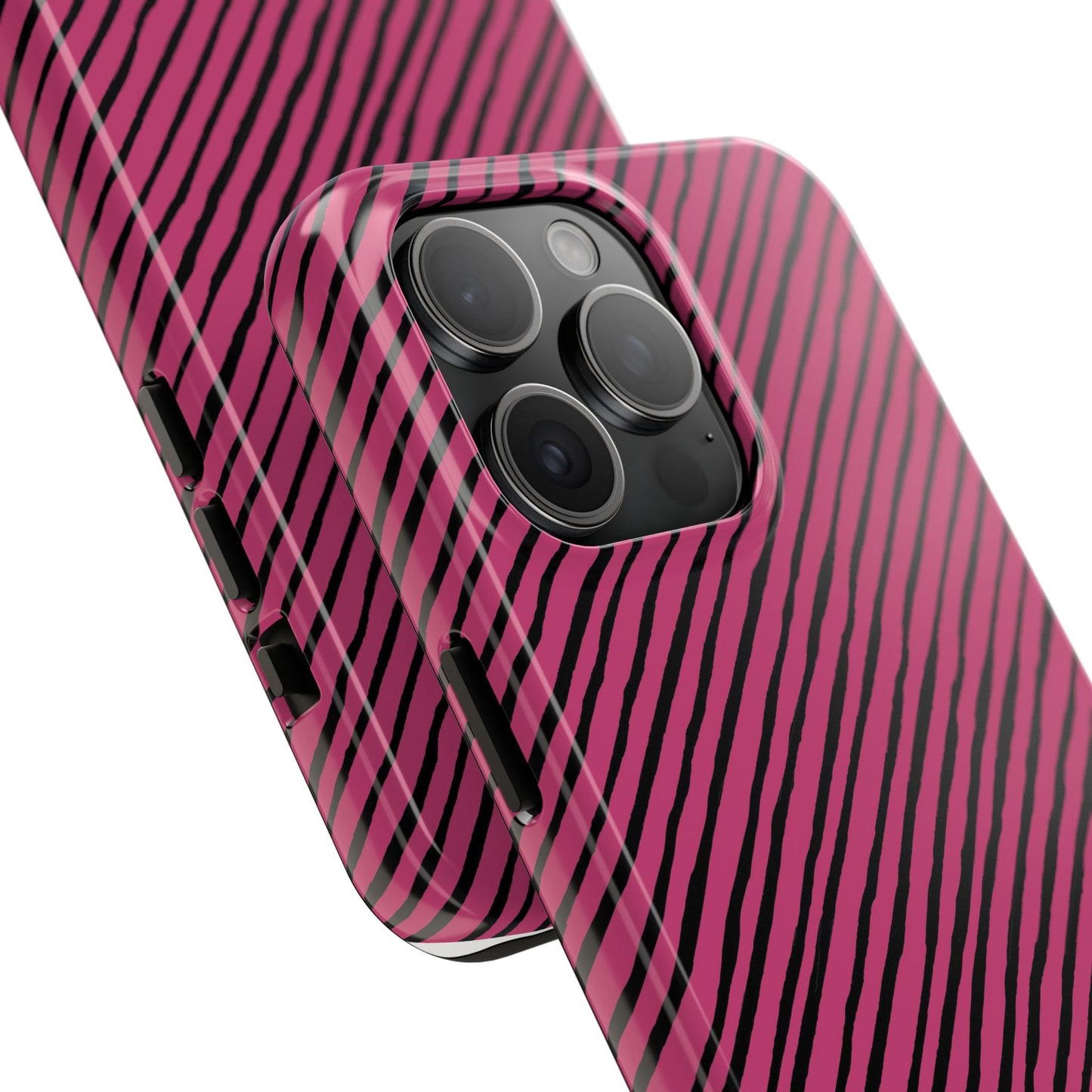 Quirky Bias Stripe Magenta / Black Phone Case