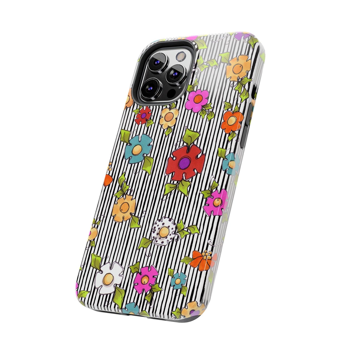 Dog Blooms White / Black Phone Case
