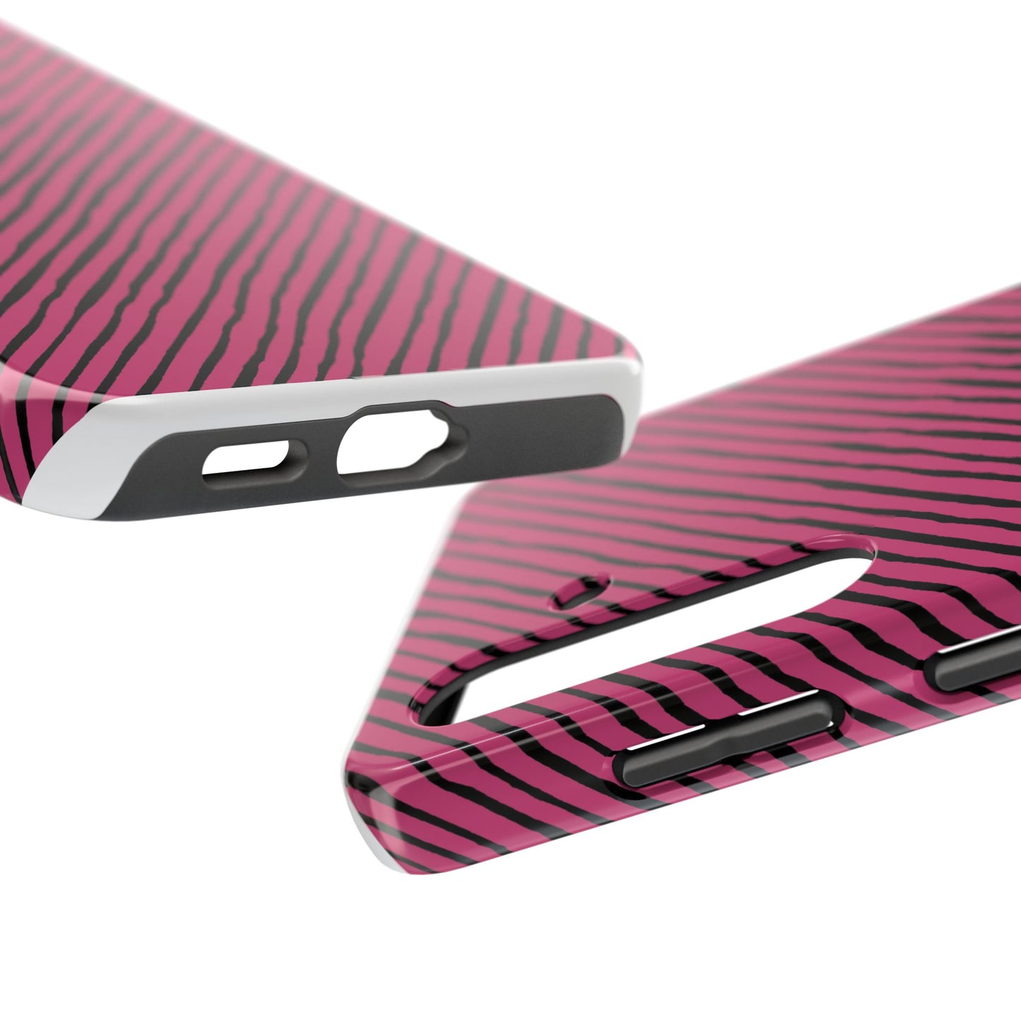 Quirky Bias Stripe Magenta / Black Phone Case