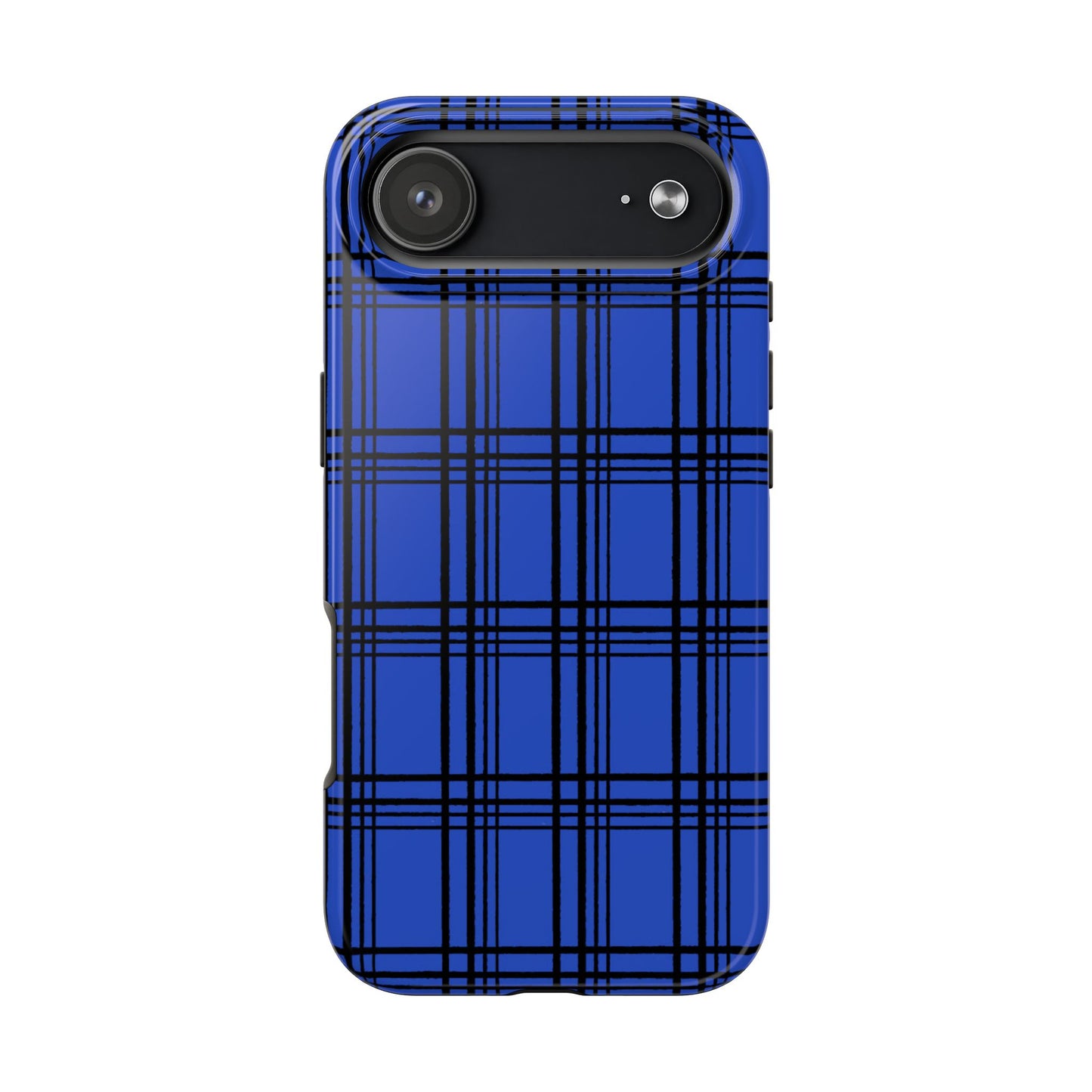 Glad Plaid Blue / Black Phone Case