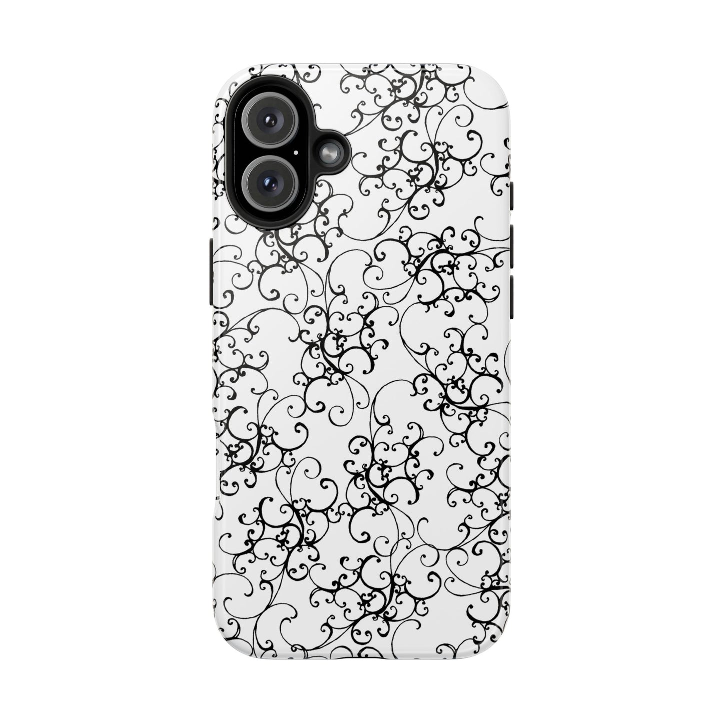 Elegant Scroll White / Black Phone Case