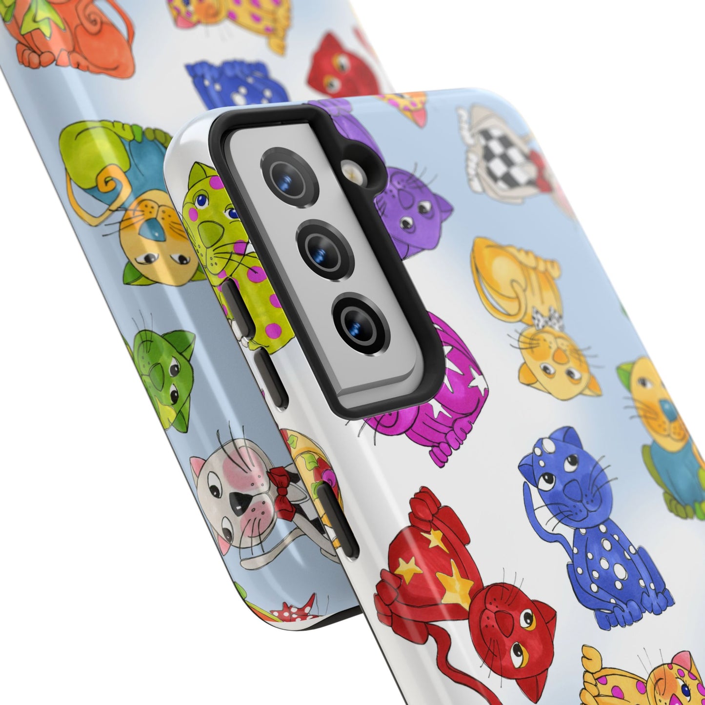 Tossed Happy Cats Blue Sky Phone Case