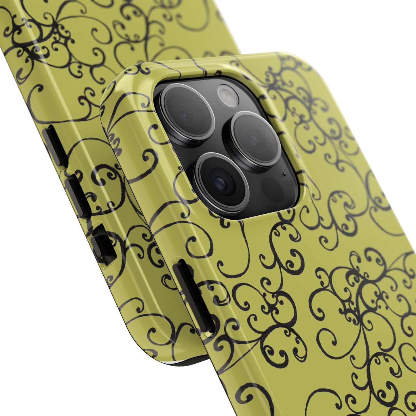 Elegant Scroll Green / Black Phone Case