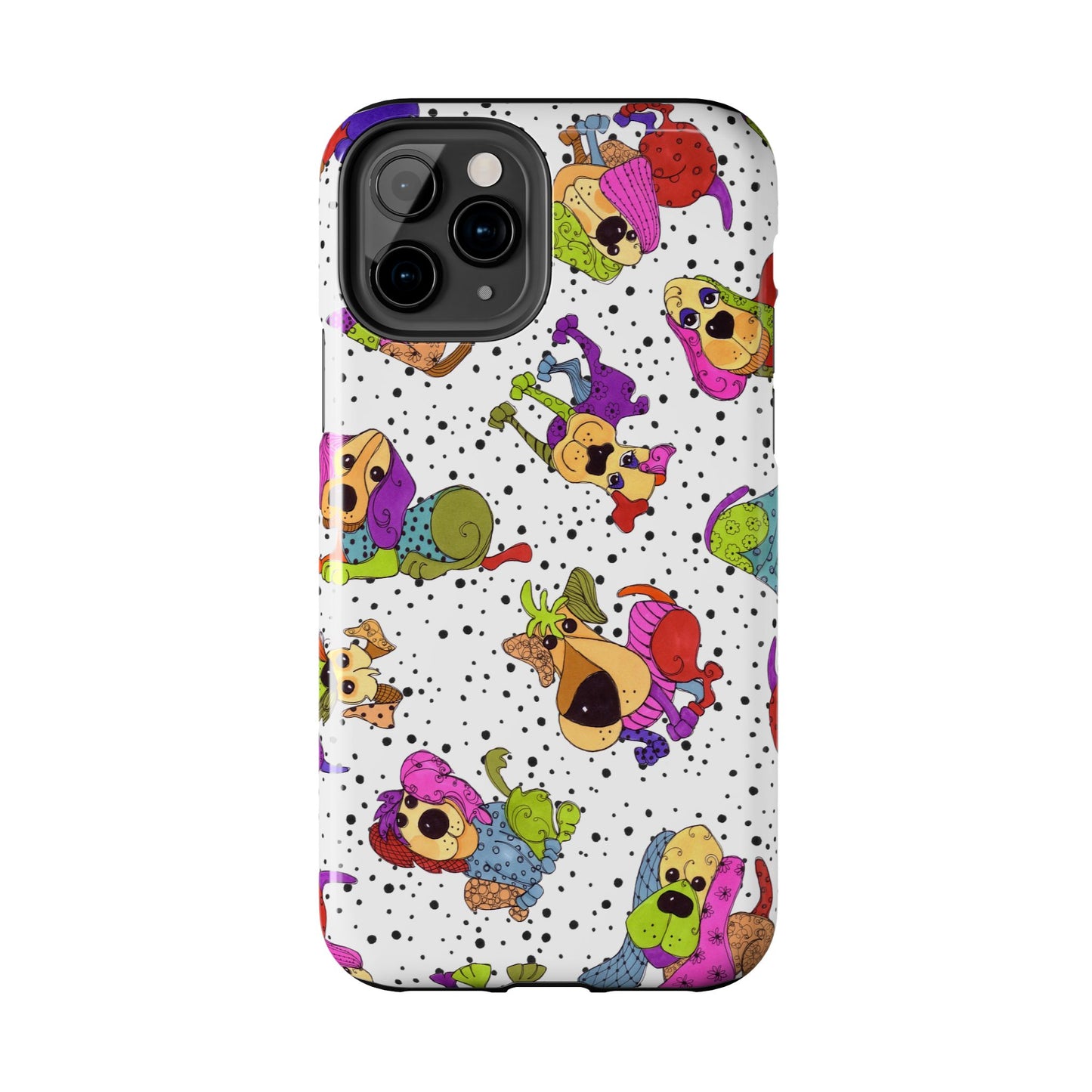 Tossed Happy Dogs White Phone Case