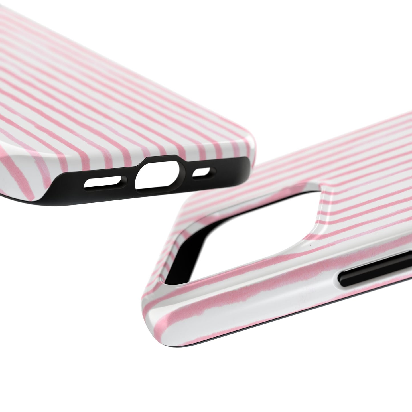 Happy Stripe White / Pink Phone Case