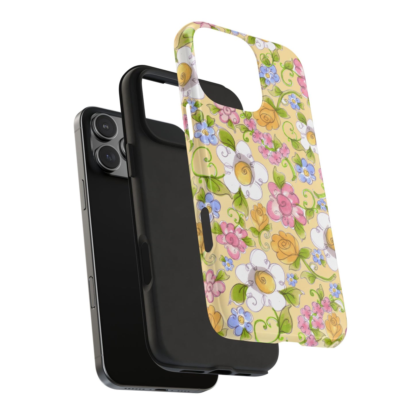 Flower Frolic Yellow Phone Case