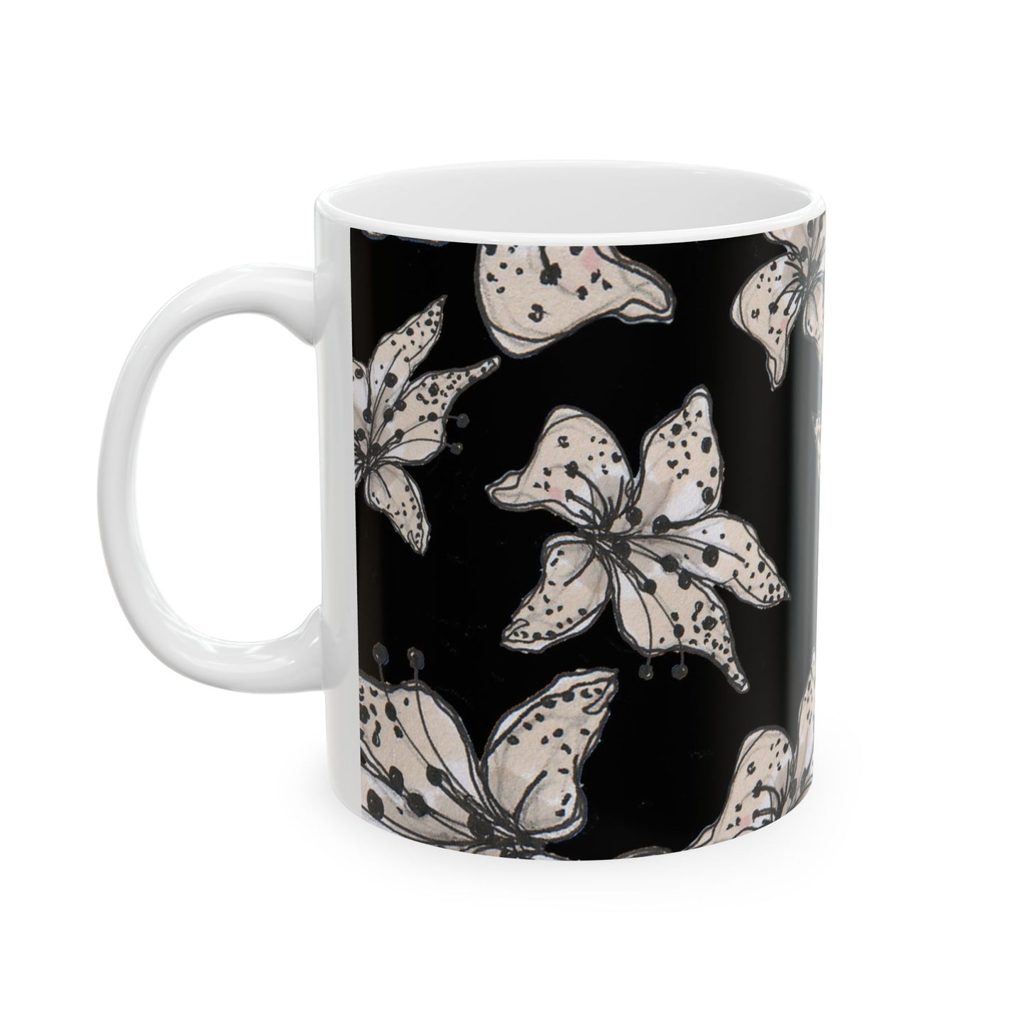 Spotted Lilies Black Cup