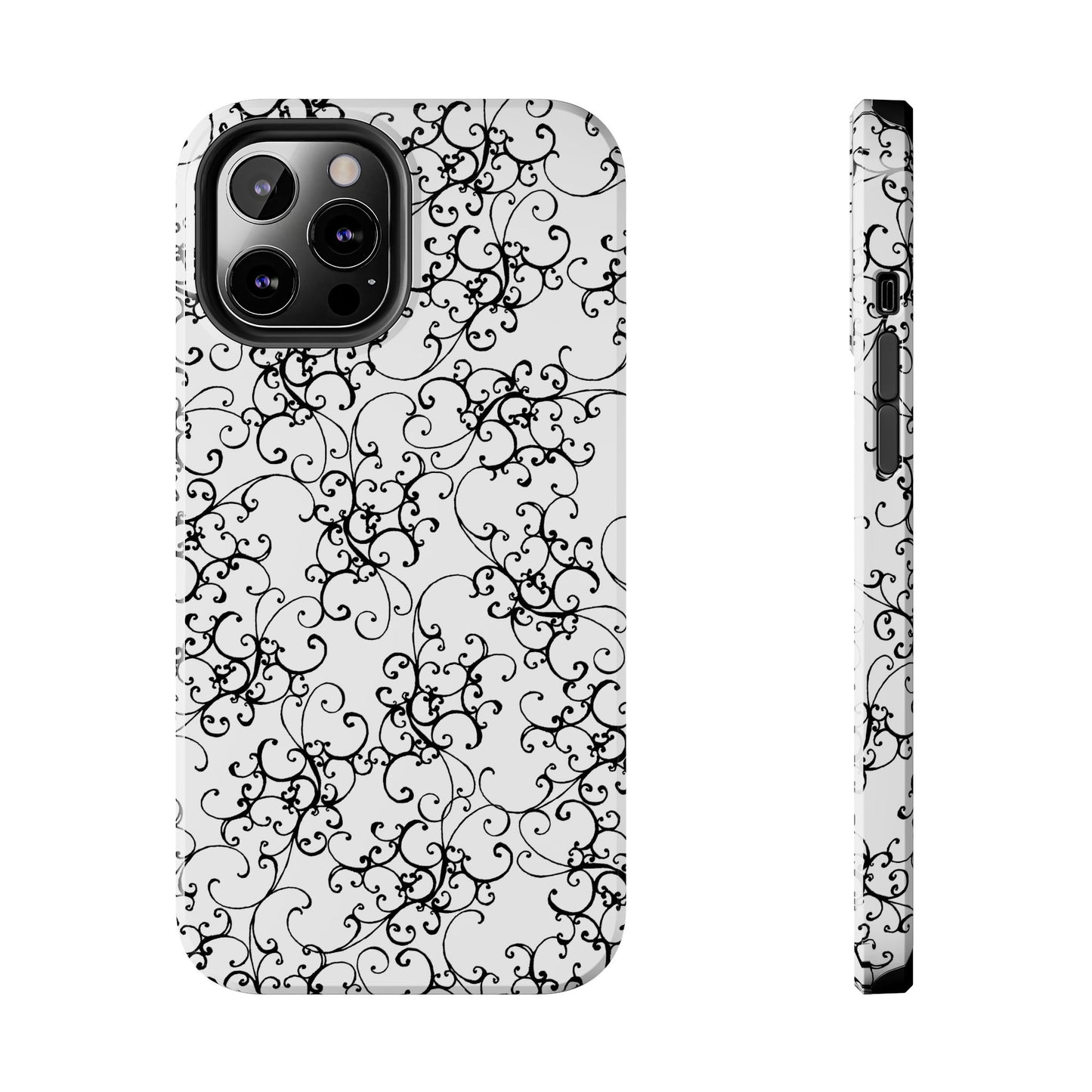 Elegant Scroll White / Black Phone Case