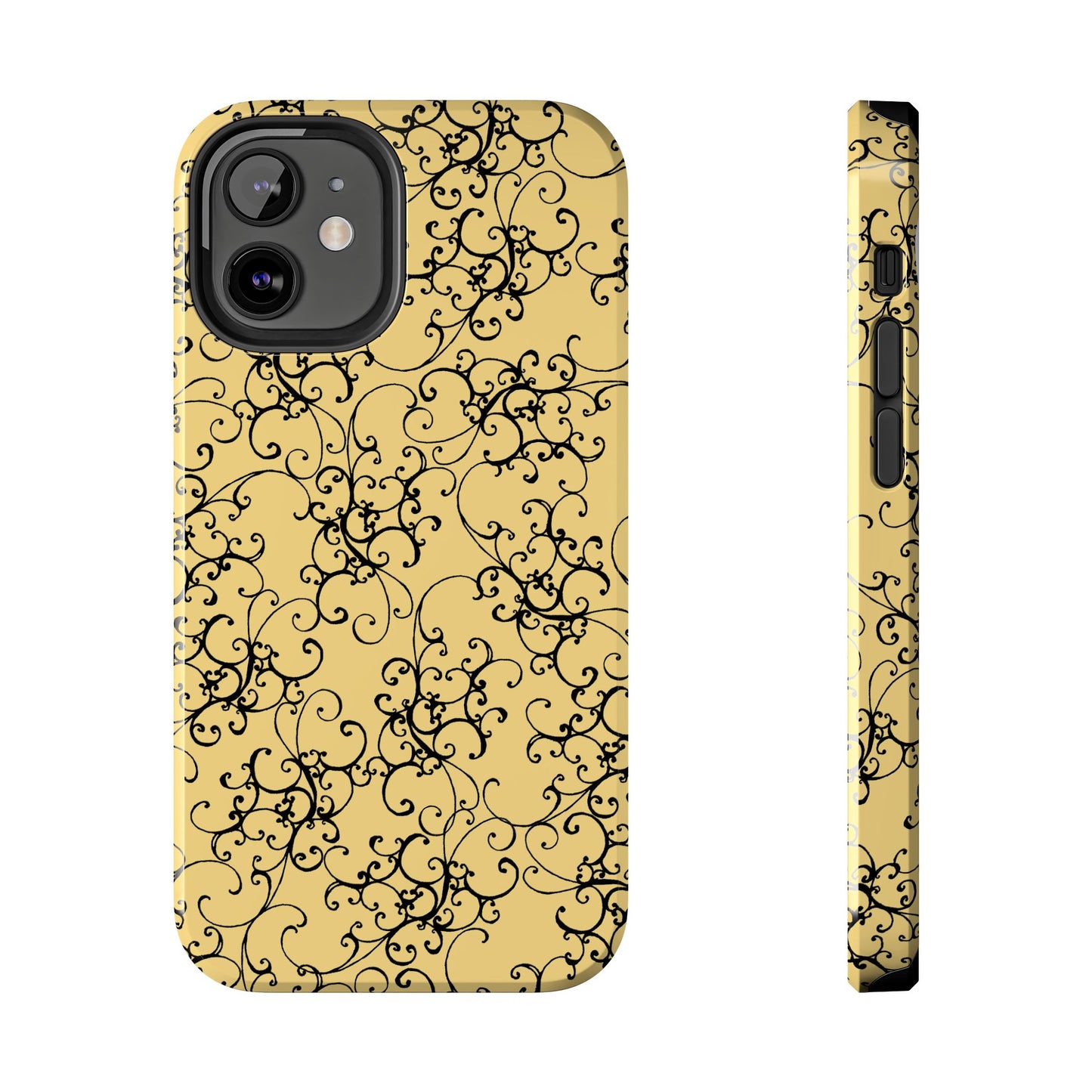 Elegant Scroll Yellow / Black Phone Case