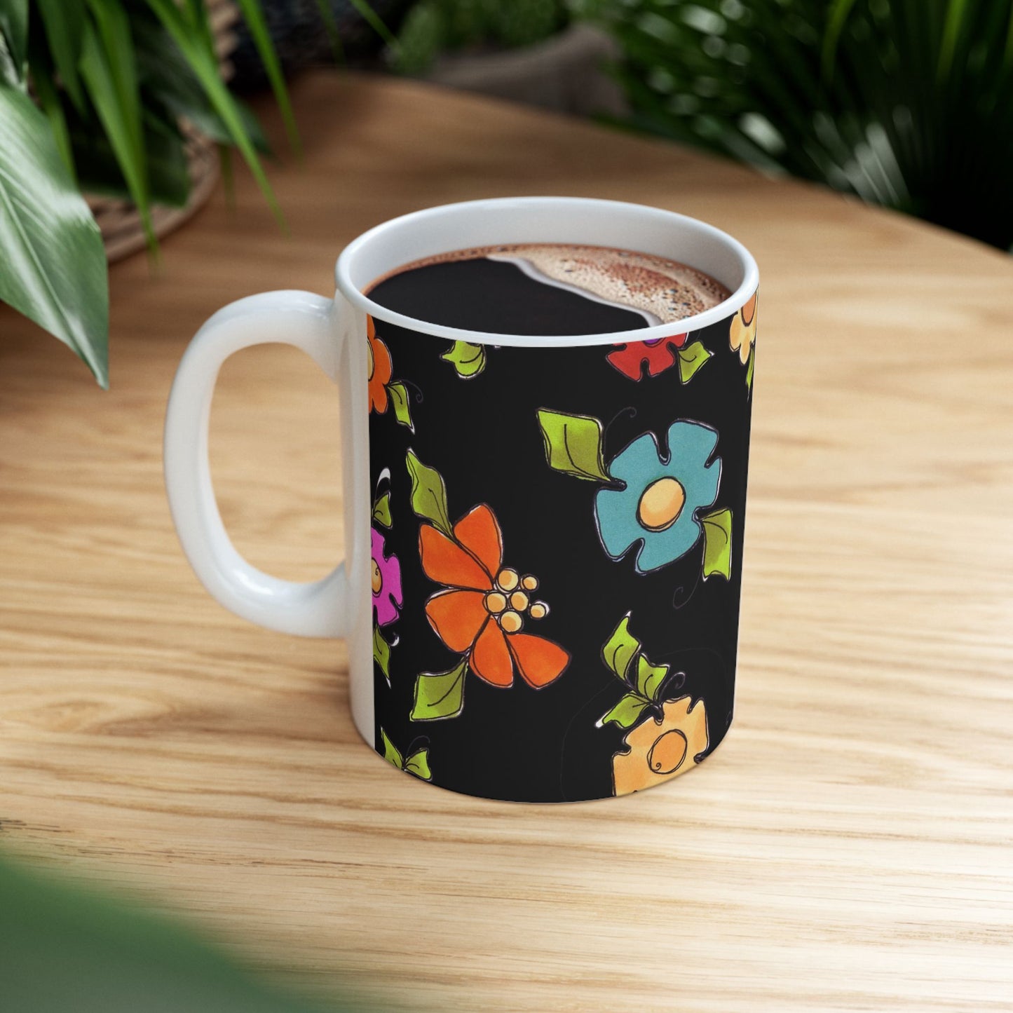 Dog Blooms Black Cup