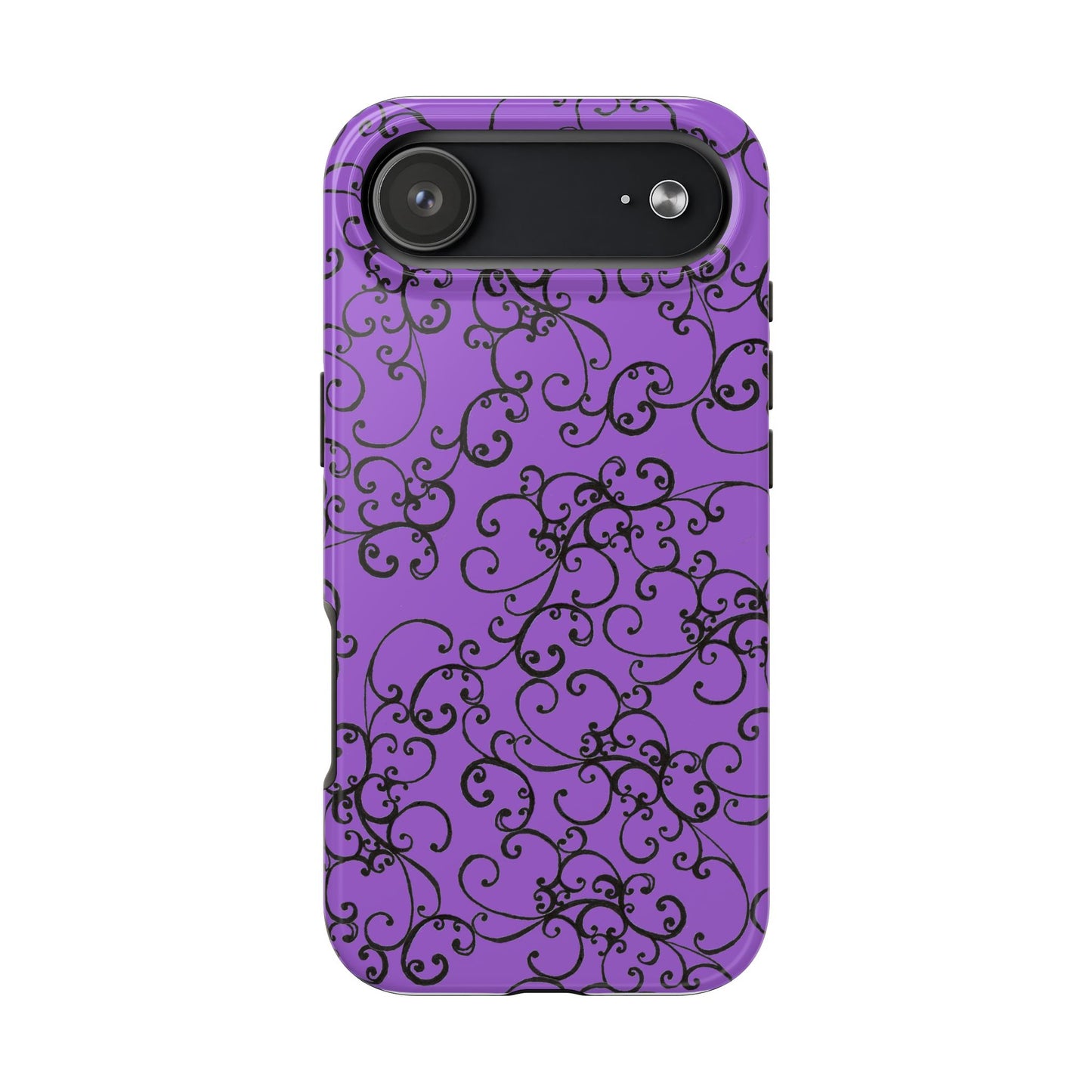 Elegant Scroll Purple / Black Phone Case