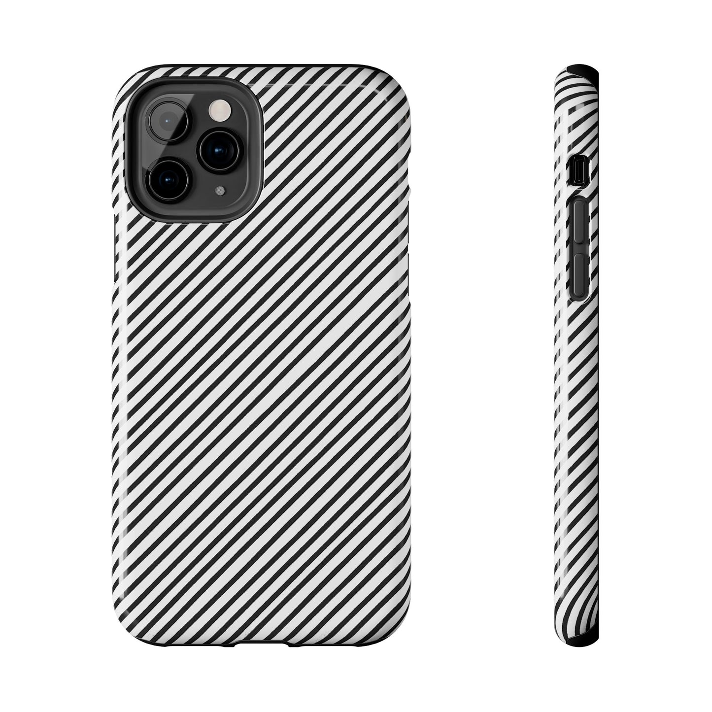 Diagonal Stripe White / Black Phone Case
