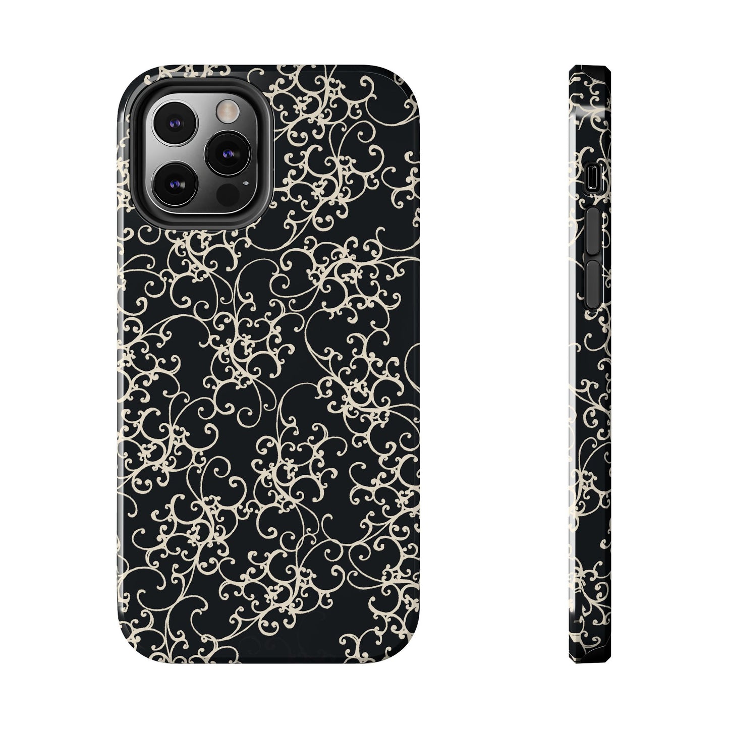 Elegant Scroll Black / Ivory Phone Case