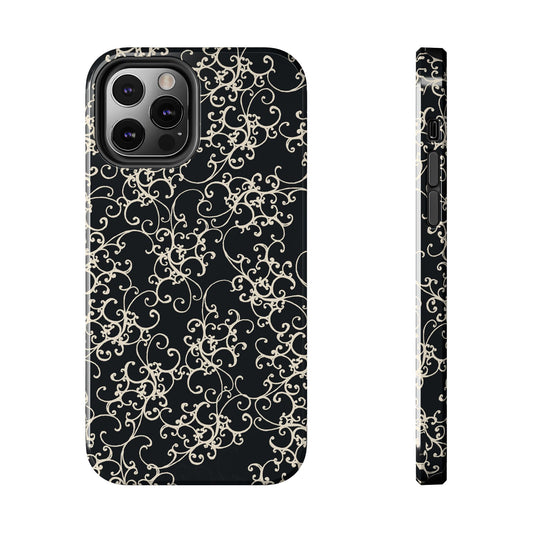 Elegant Scroll Black / Ivory Phone Case