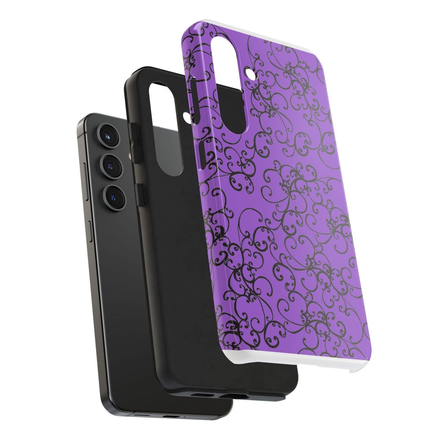Elegant Scroll Purple / Black Phone Case