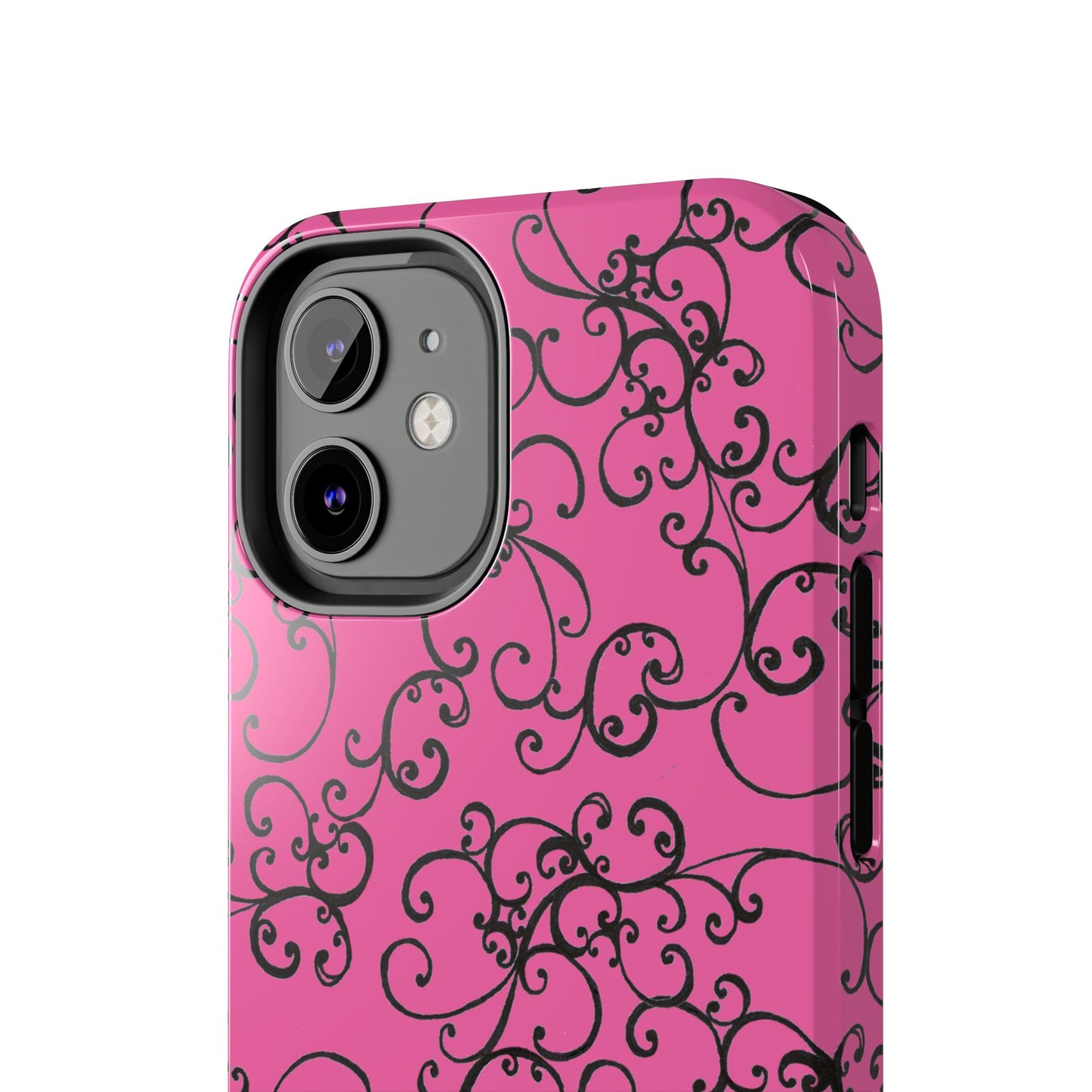 Elegant Scroll Pink / Black Phone Case