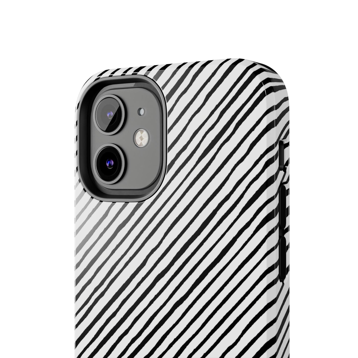 Quirky Bias Stripe White / Black Phone Case