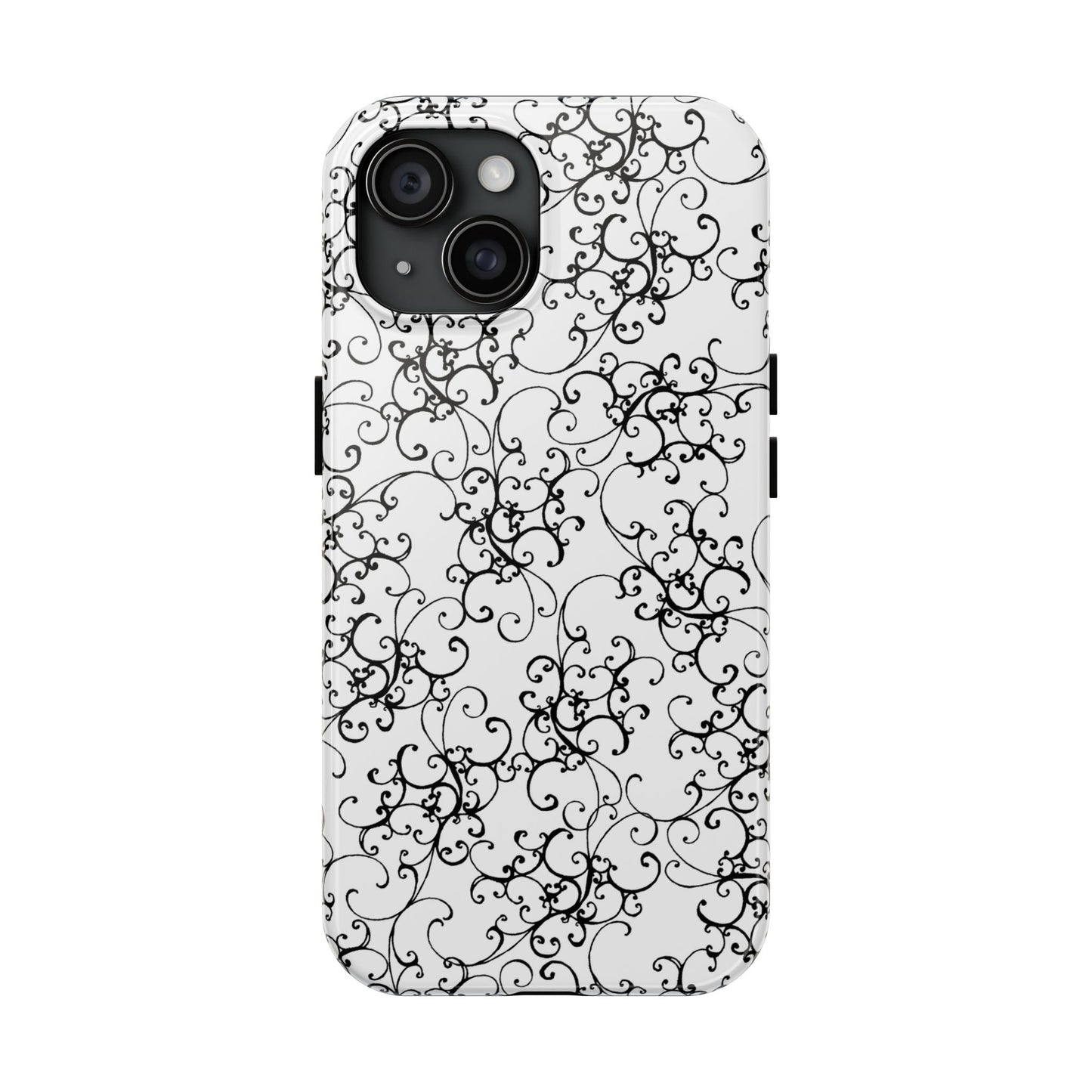 Elegant Scroll White / Black Phone Case
