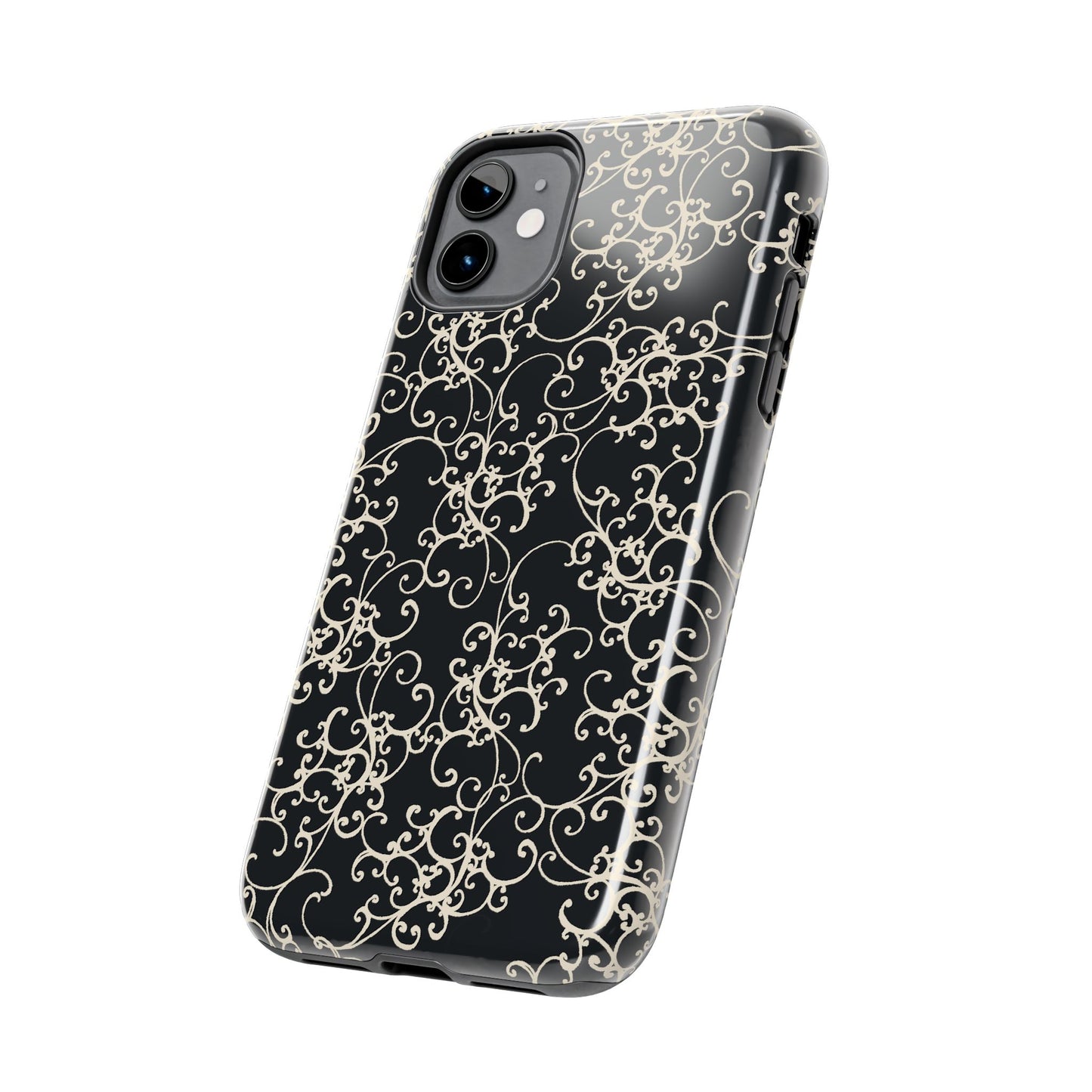 Elegant Scroll Black / Ivory Phone Case