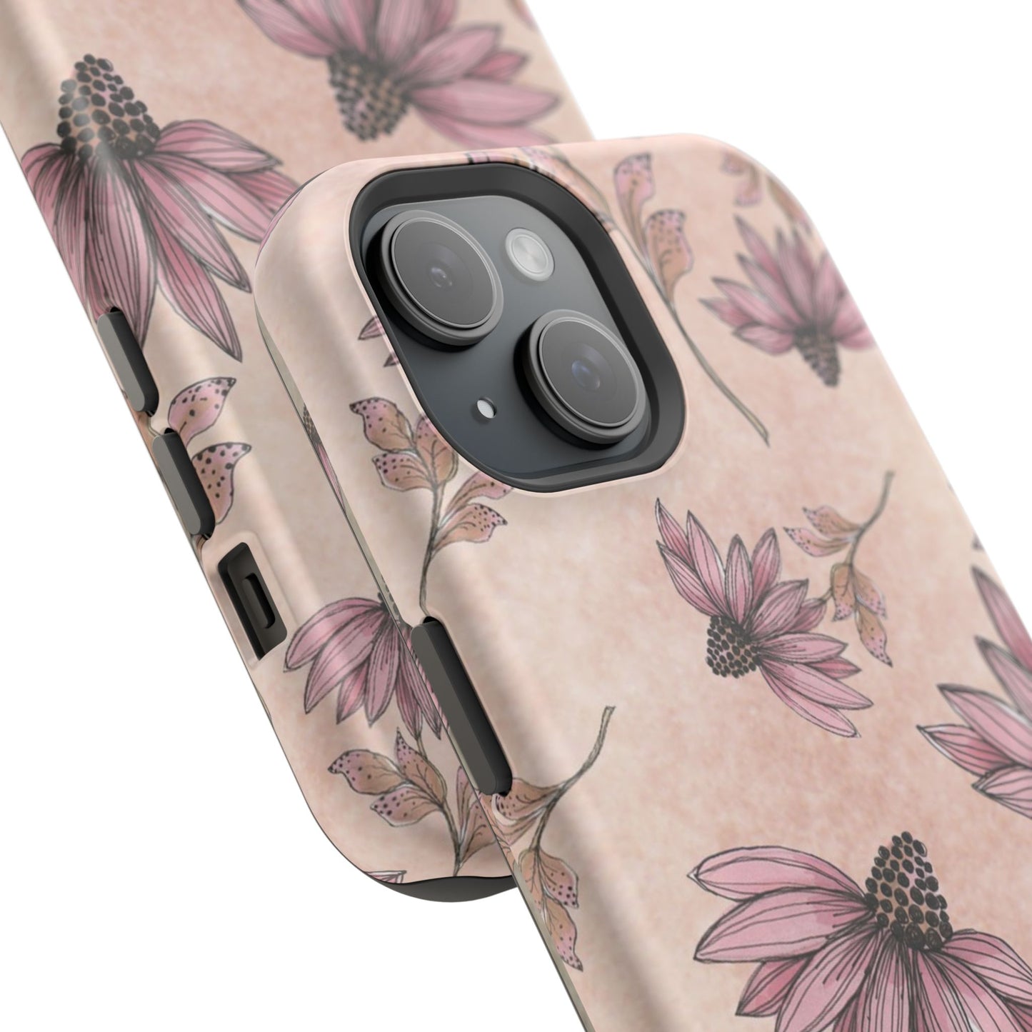 Wild Cone Flowers Pink Marble Phone Case