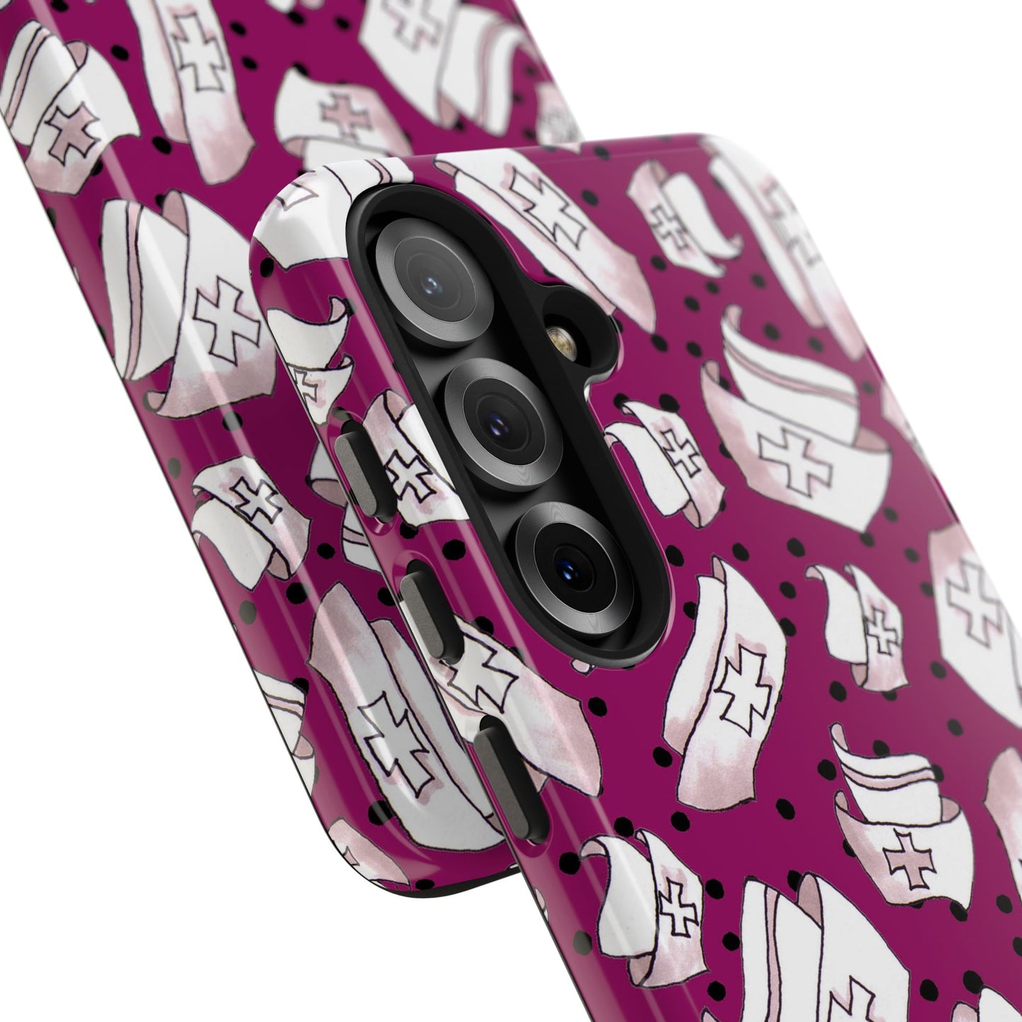 Med Hats Burgundy / Black Phone Case