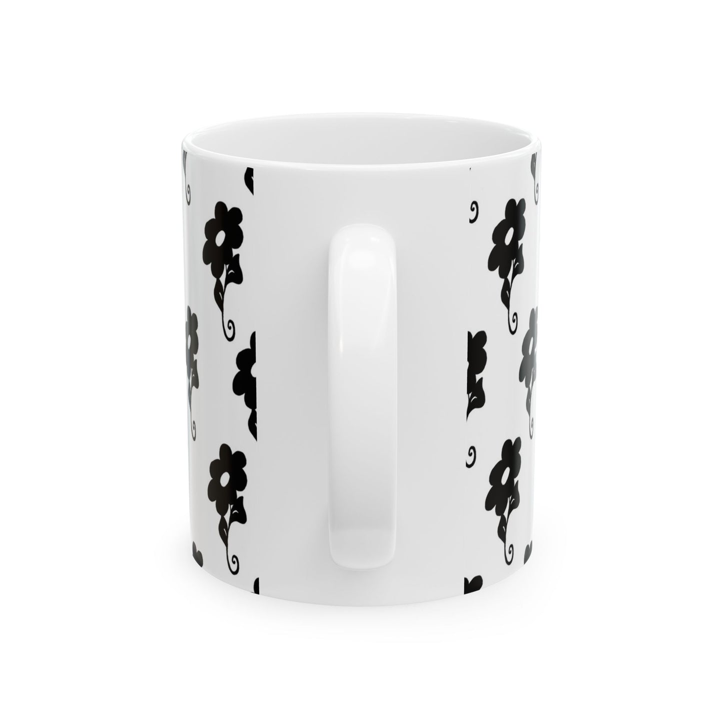 Flowers White / Black Cup