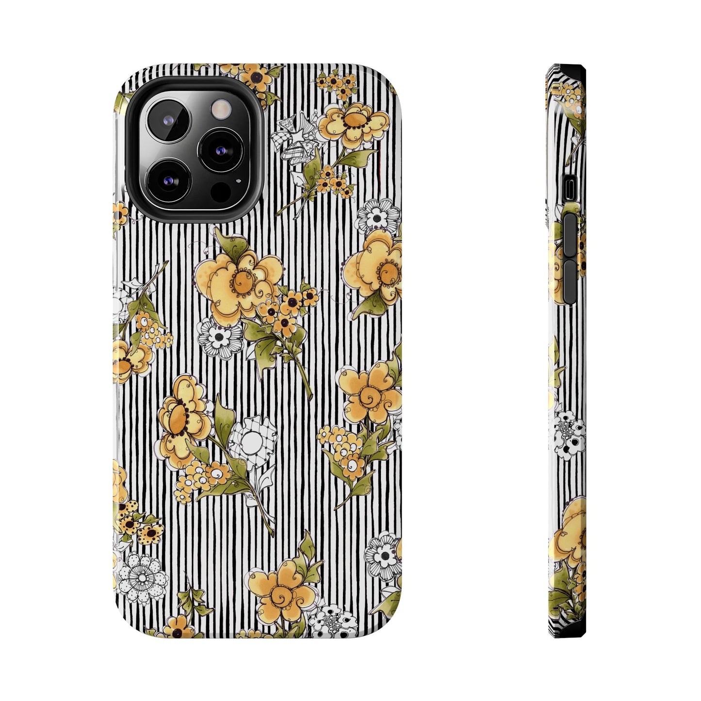 Bee Floral White / Black Phone Case