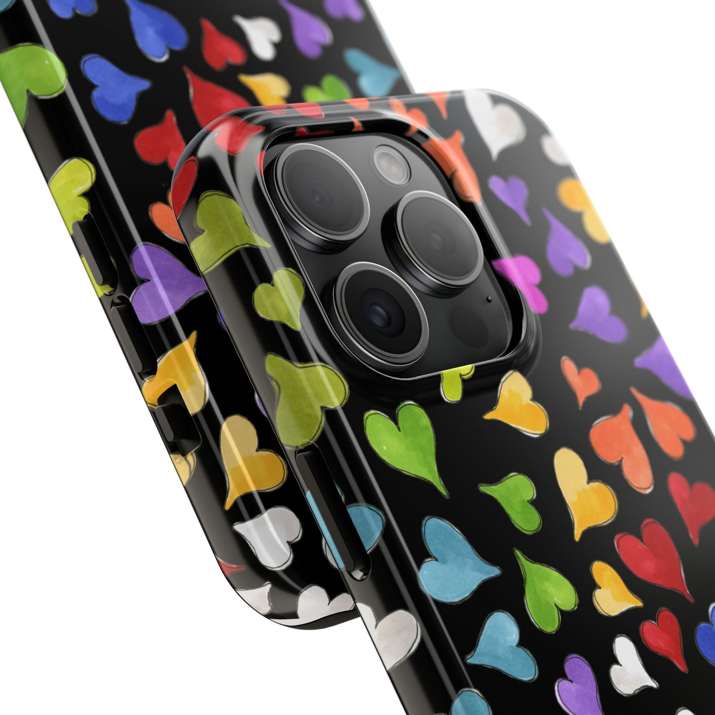 Happy Hearts Black Phone Case