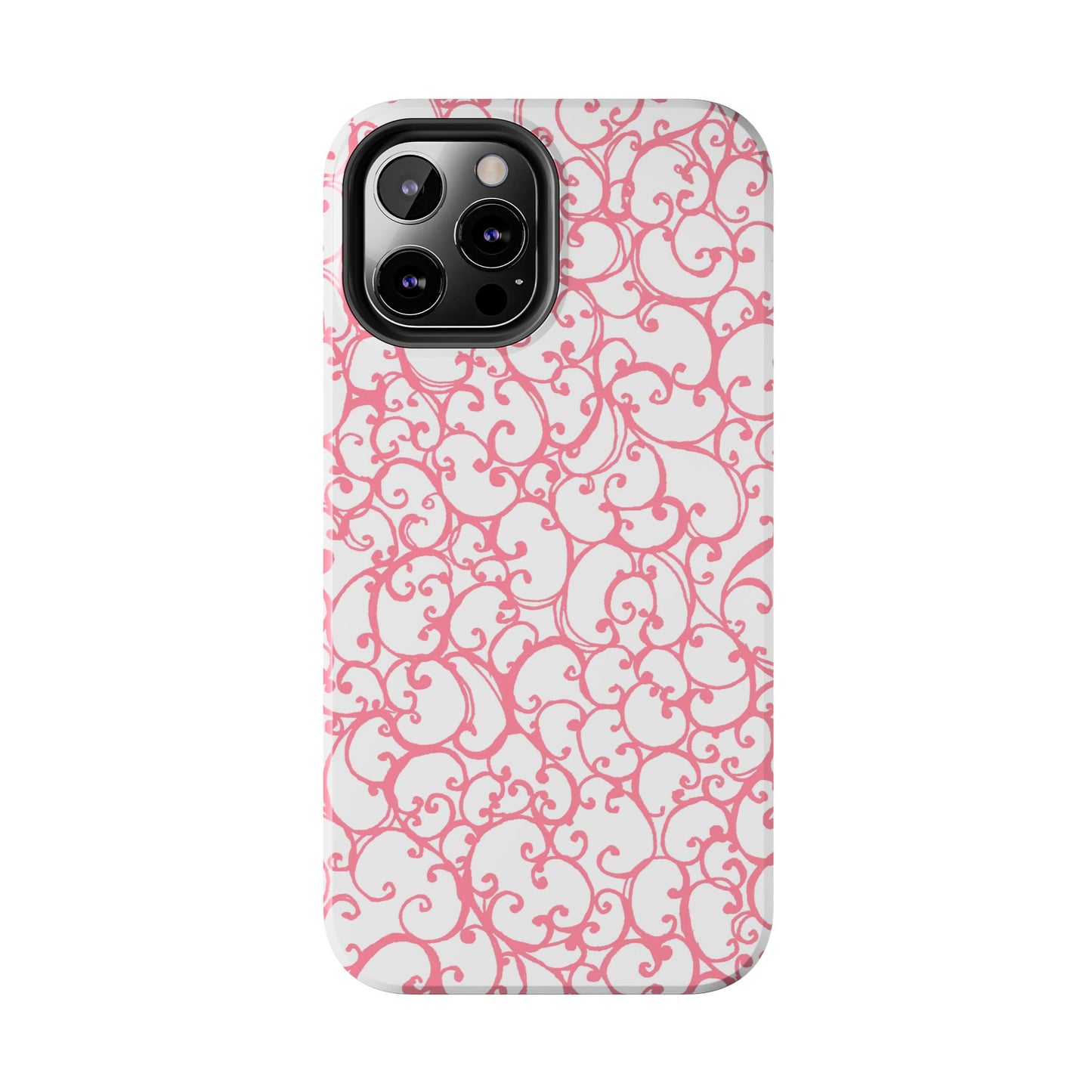 Scrollie White / Pink Phone Case