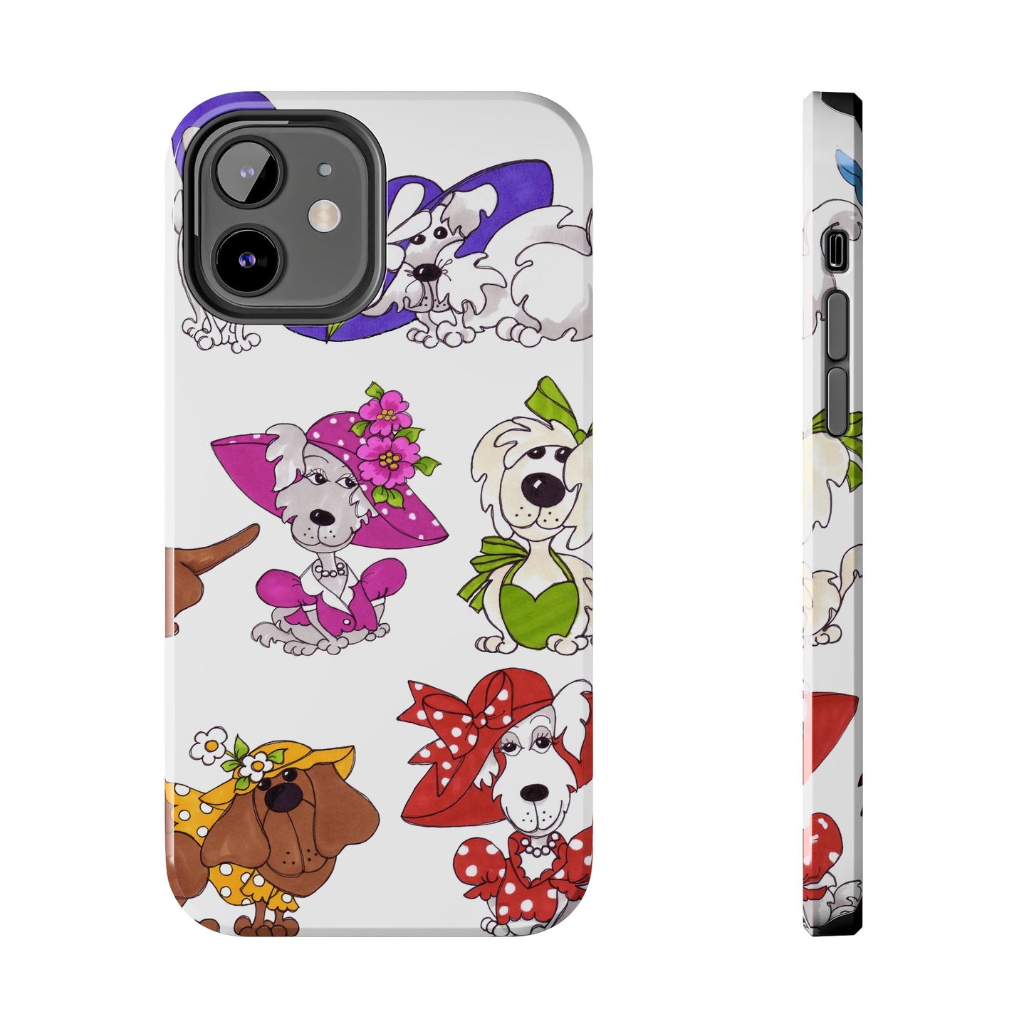 Fancy Dog Line Up White Phone Case