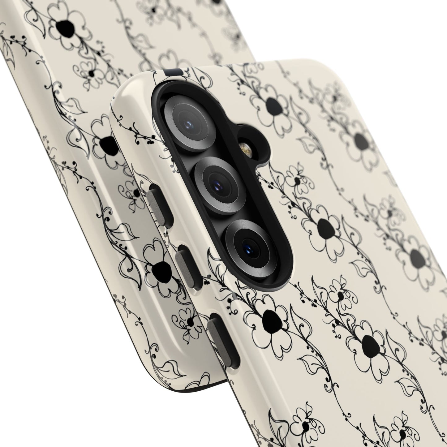 Diagonal Daisies Ivory / Black Phone Case