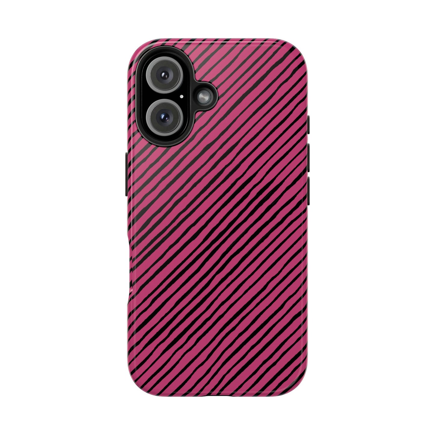 Quirky Bias Stripe Magenta / Black Phone Case