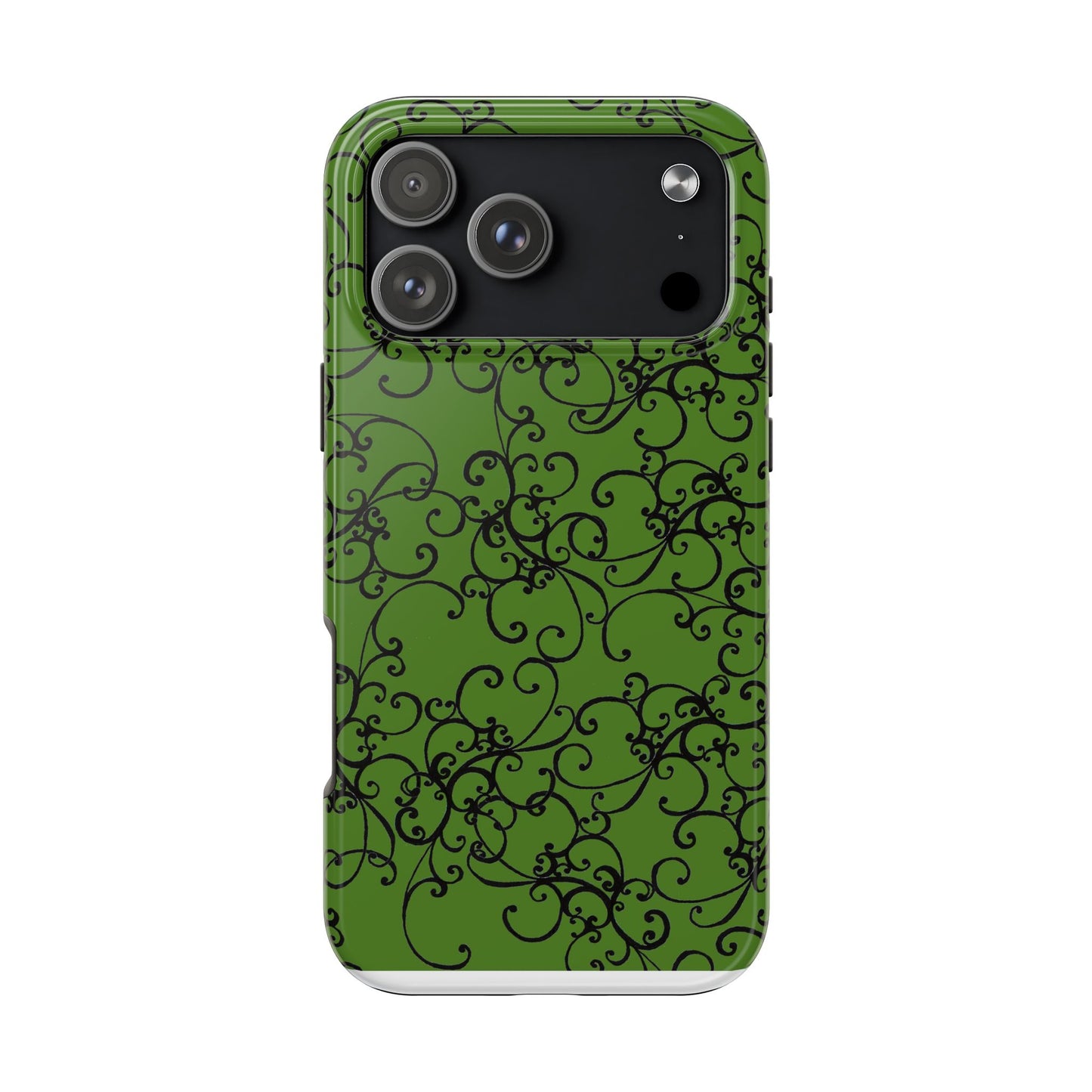 Elegant Scroll Green / Black Phone Case