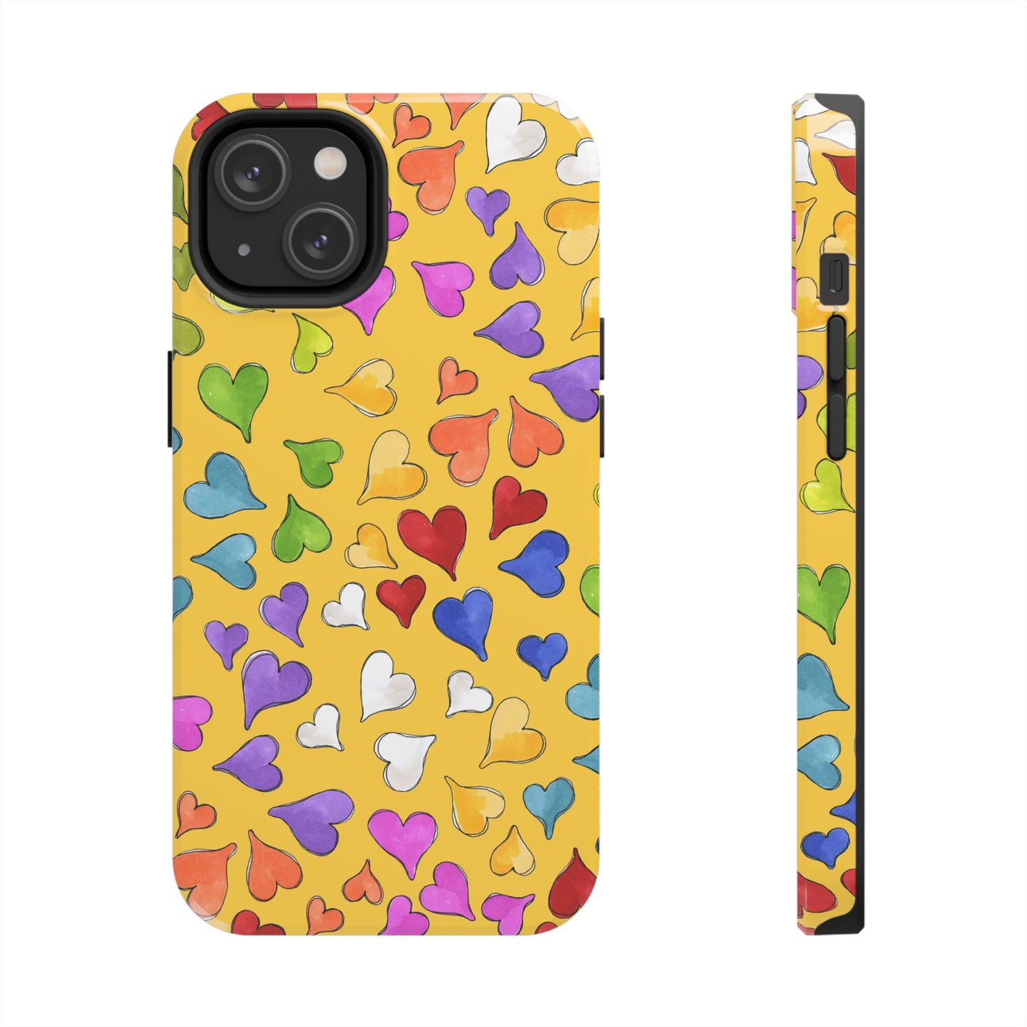 Happy Hearts Yellow Phone Case