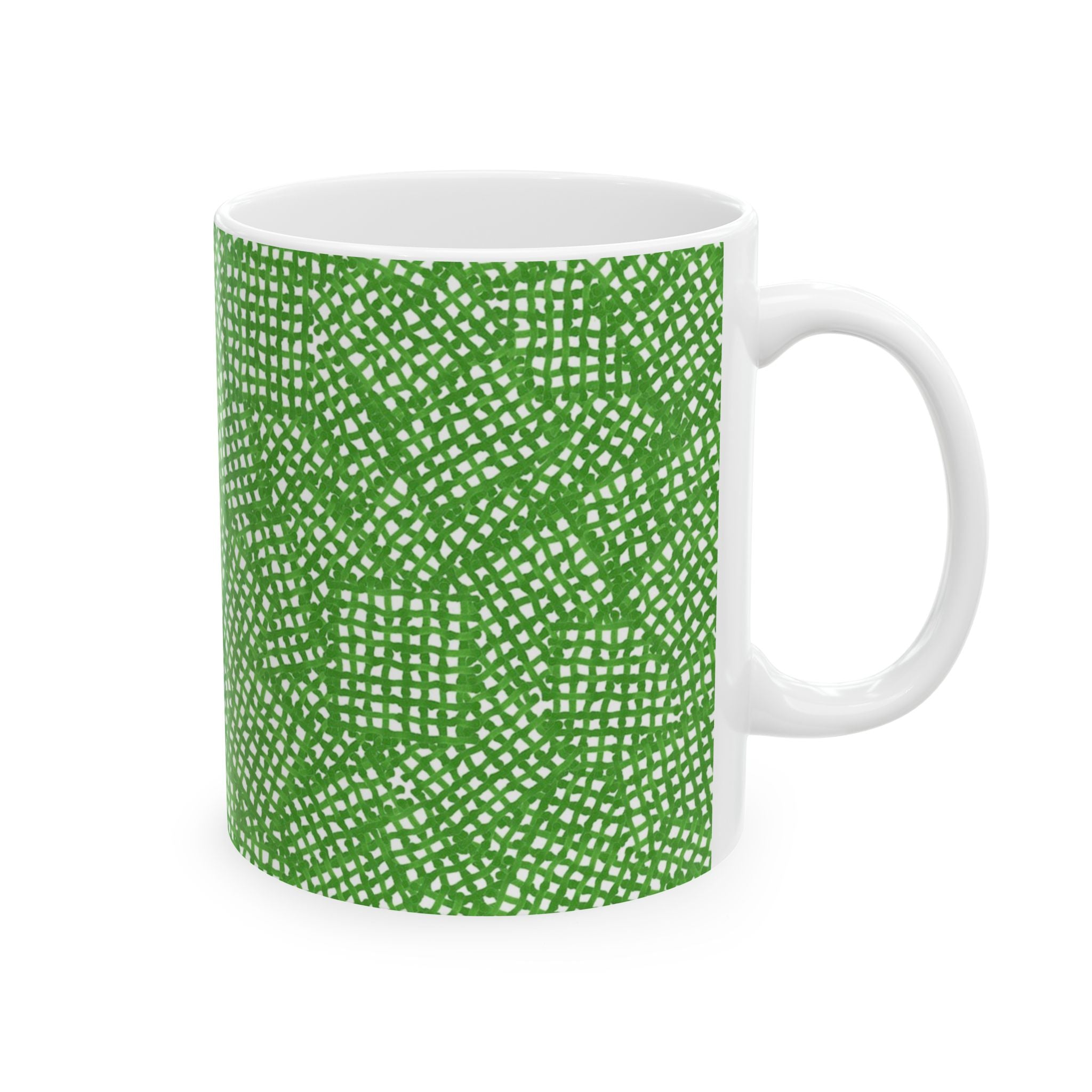 Check Patch Small Green Ceramic Cup – Modern Coffee Mug – Loralie Designs