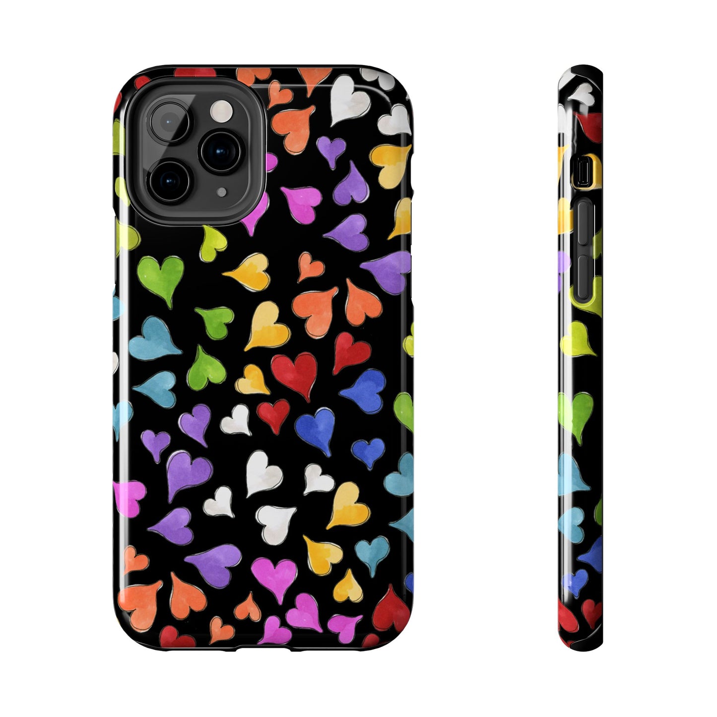 Happy Hearts Black Phone Case
