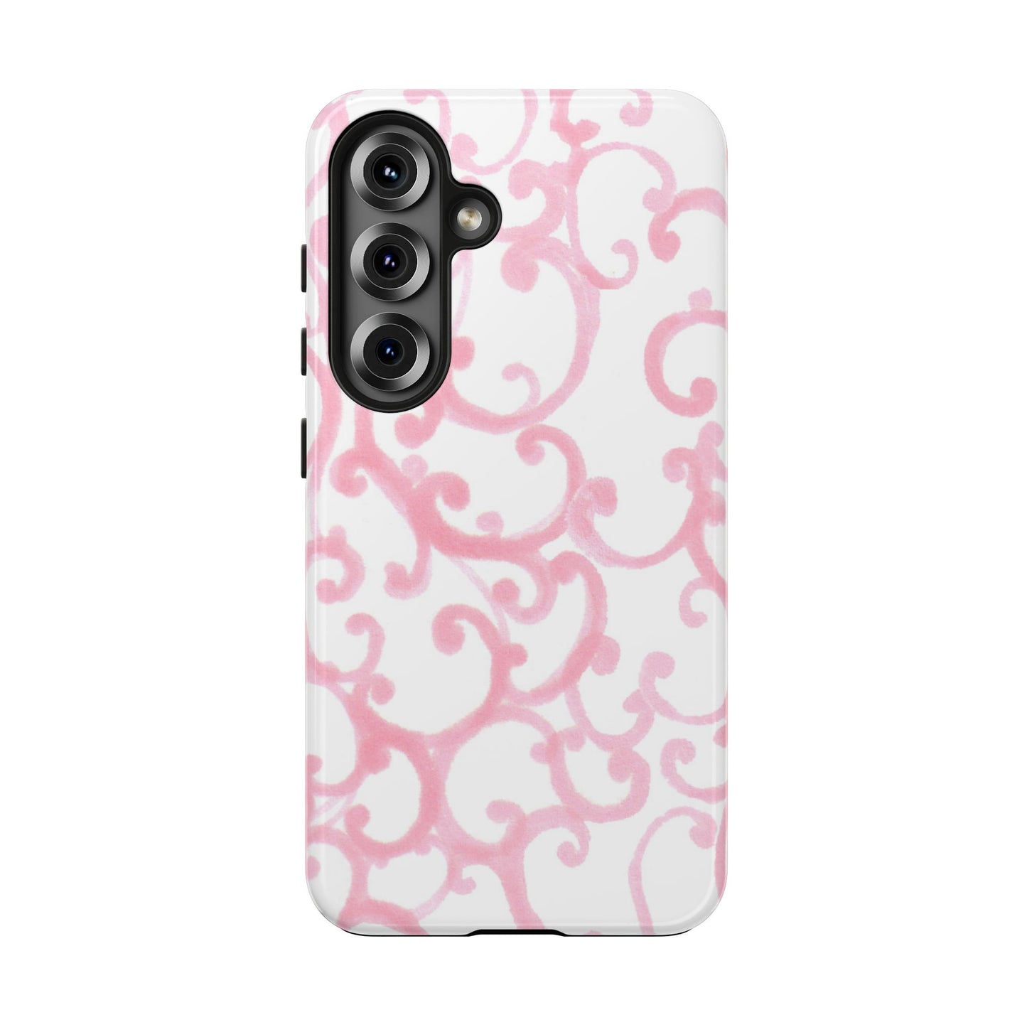 Scrollie White / Pink Phone Case