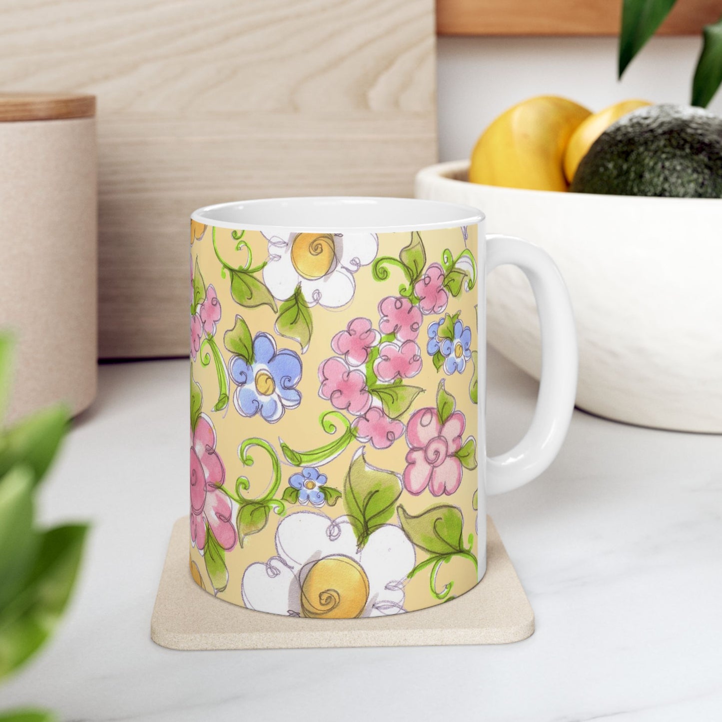 Flower Frolic Yellow Cup