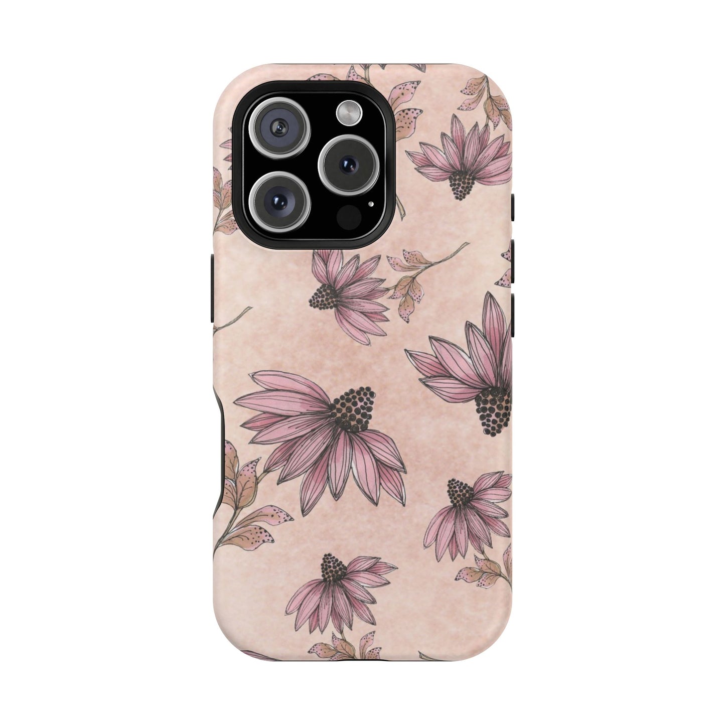 Wild Cone Flowers Pink Marble Phone Case