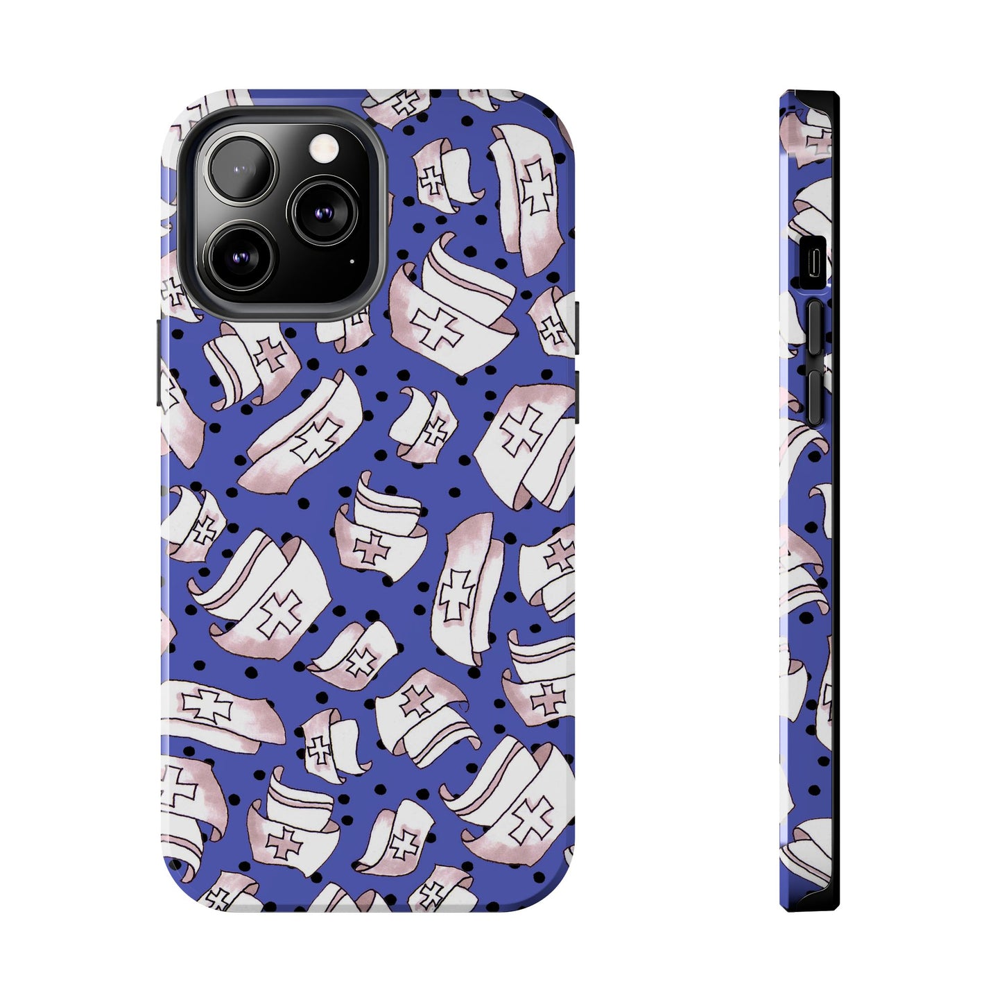 Med Hats Blue / Black Phone Case