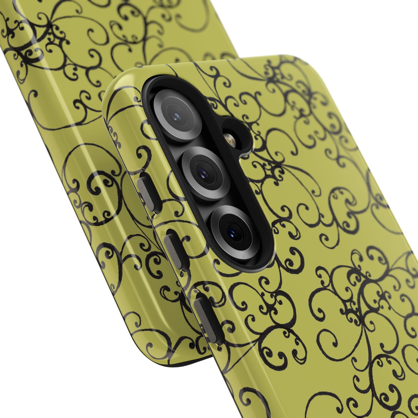 Elegant Scroll Green / Black Phone Case