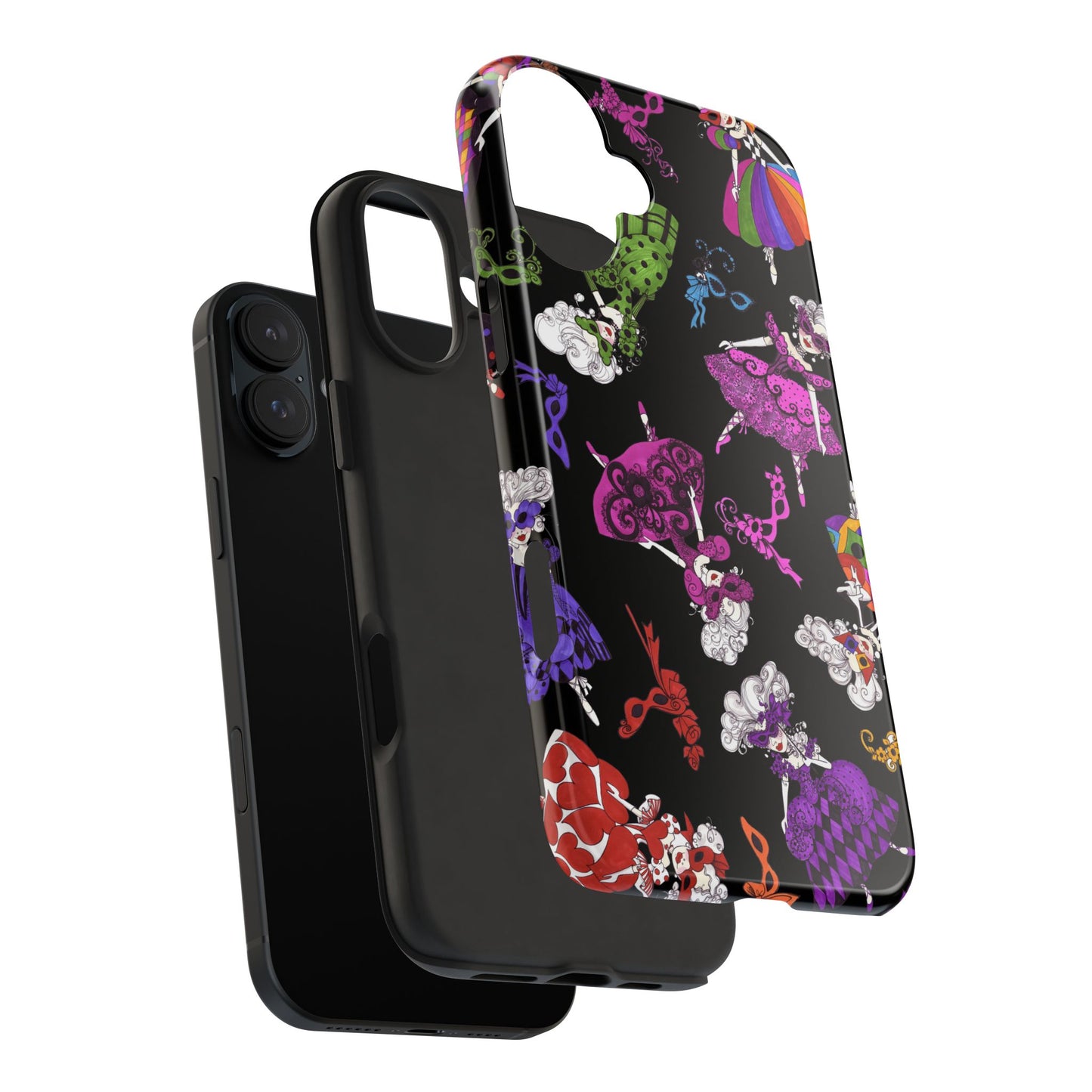 Tossed Masquerade Ladies Black Phone Case