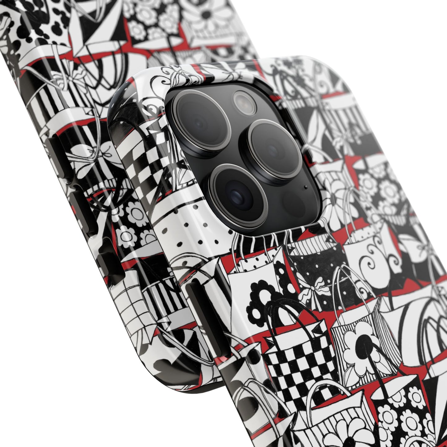 Totally Black, White & Red Phone Case