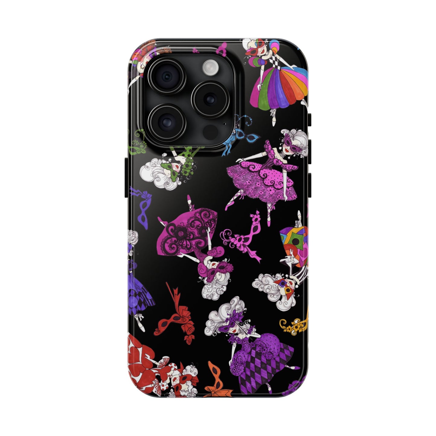 Tossed Masquerade Ladies Black Phone Case