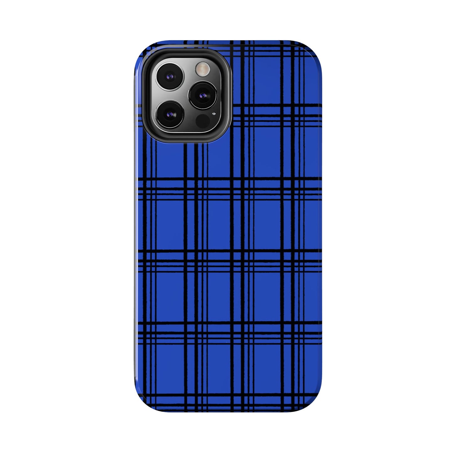 Glad Plaid Blue / Black Phone Case