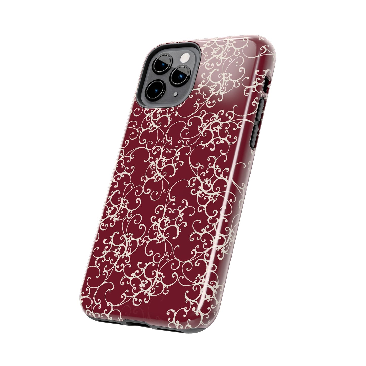 Elegant Scroll Red / Ivory Phone Case