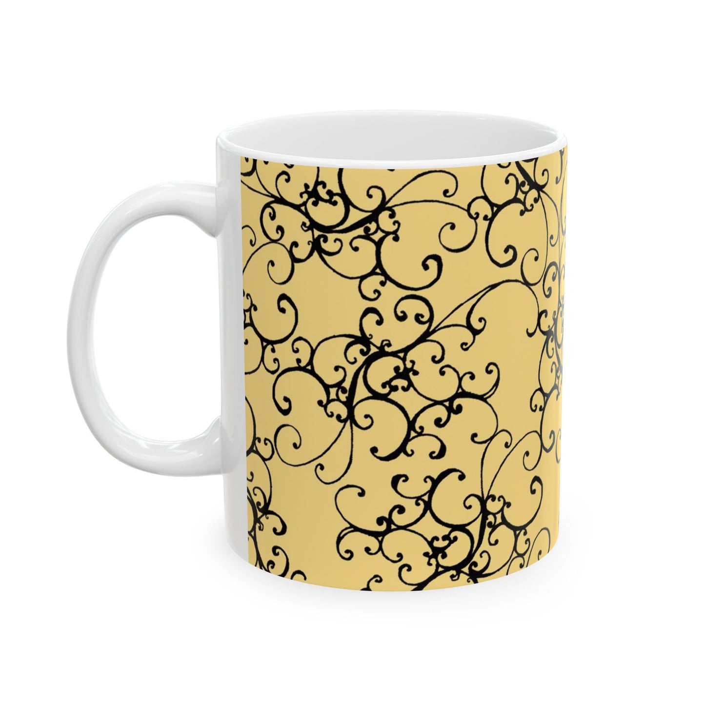 Elegant Scroll Yellow / Black Cup