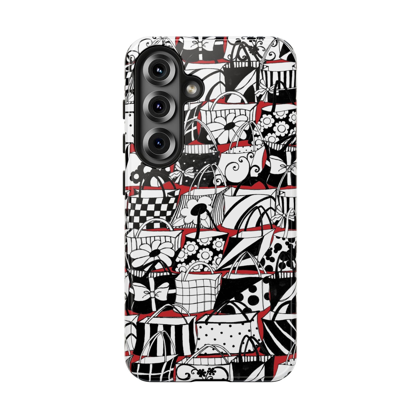 Totally Black, White & Red Phone Case