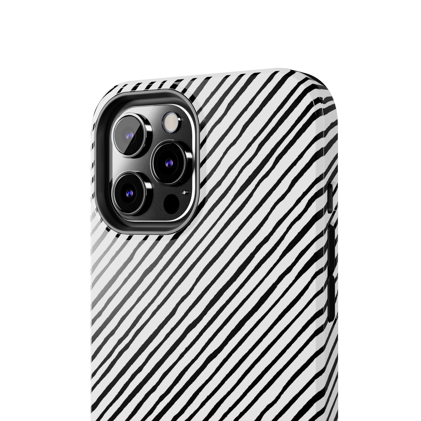 Quirky Bias Stripe White / Black Phone Case