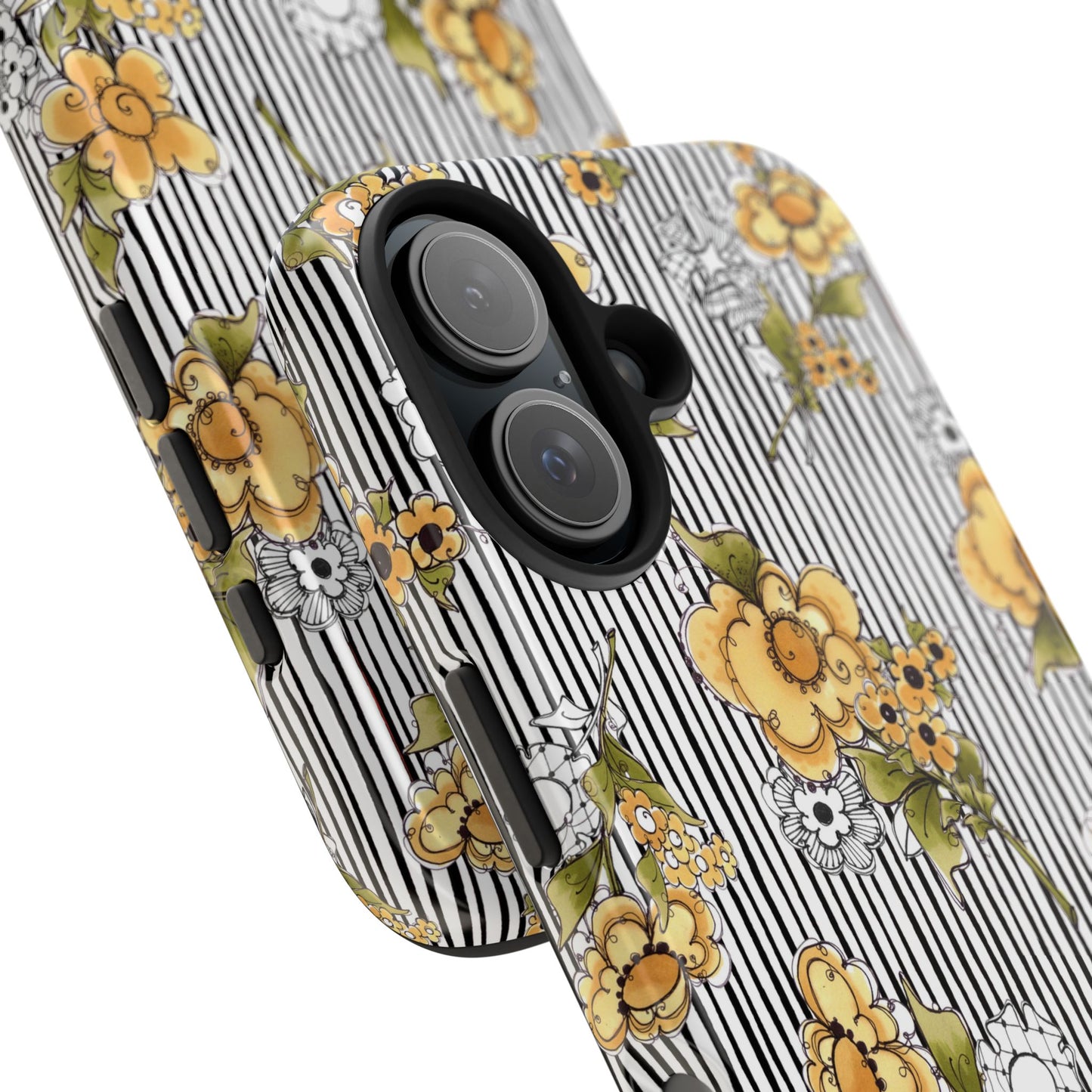Bee Floral White / Black Phone Case